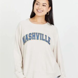Altar'd State Cream Sweatshirt with Blue Nashville Print